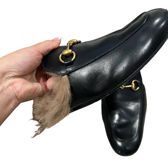 Gucci Men's Princetown Fur Mule slide Loafer Size 8 - Picture 5 of 13